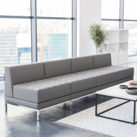 Flash Furniture ZB-IMAG-MIDCH-4-GY-GG HERCULES Imagination Series 4 Piece Gray LeatherSoft Waiting Room Lounge Set - Reception Bench
